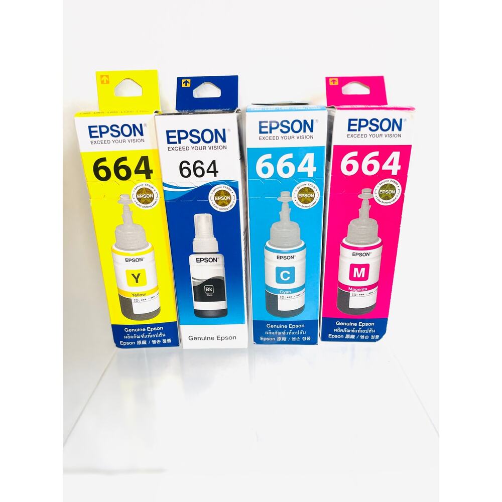 Epson Printer 664 Ecotank Combo 4-Pack Ink Black Cyan Magenta Yellow 70 ml each